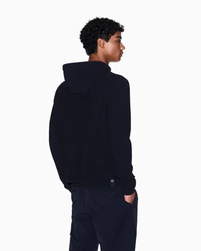 Armani Exchange Rice Stitch Hooded Sweater In Black