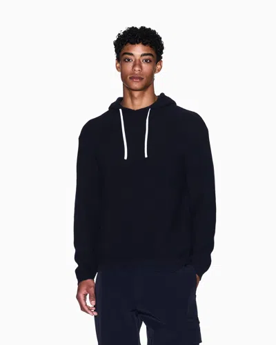 Armani Exchange Rice Stitch Hooded Sweater In Black
