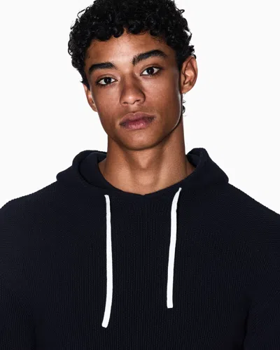 Armani Exchange Rice Stitch Hooded Sweater In Black