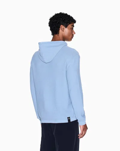 Armani Exchange Rice Stitch Hooded Sweater In Blue
