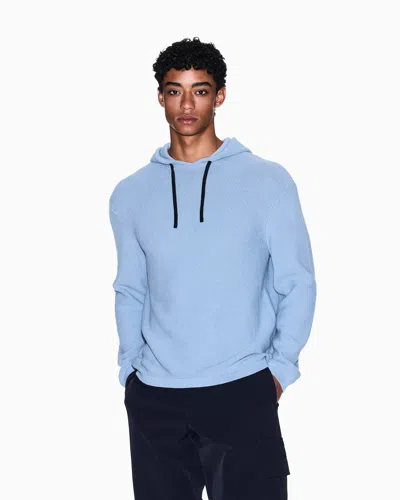 Armani Exchange Rice Stitch Hooded Sweater In Blue