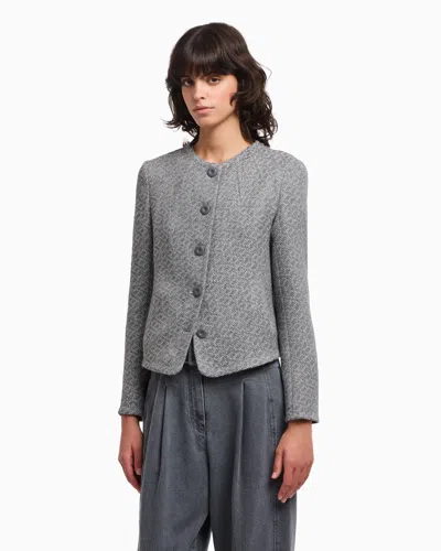 Emporio Armani Icon Tricot-effect Jacquard Knit Jacket