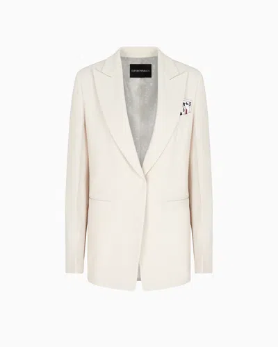 Emporio Armani Single-breasted Blazer In Envers Satin With Jeu De Cartes Detail