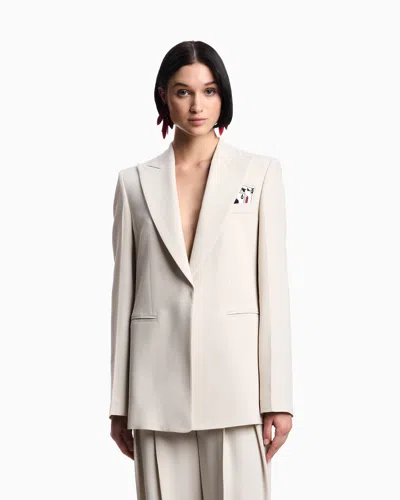 Emporio Armani Single-breasted Blazer In Envers Satin With Jeu De Cartes Detail