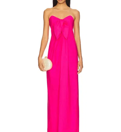 Caroline Constas Kaia Tie Front Strapless Column Gown In Hot Pink In Pink