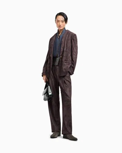 Giorgio Armani Single-pleat Trousers In Alcantara-effect Jersey In Brown