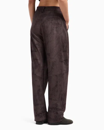 Giorgio Armani Single-pleat Trousers In Alcantara-effect Jersey In Brown