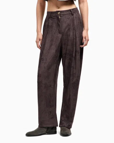 Giorgio Armani Single-pleat Trousers In Alcantara-effect Jersey In Brown