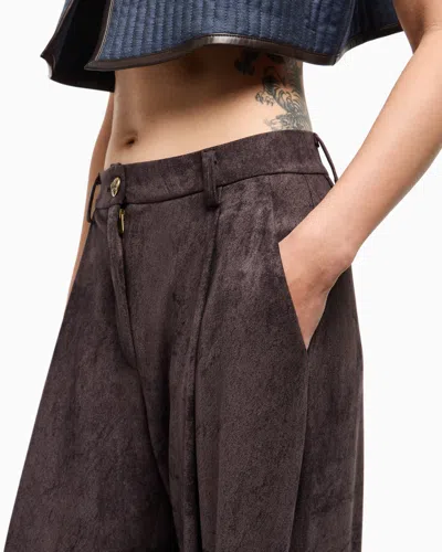 Giorgio Armani Single-pleat Trousers In Alcantara-effect Jersey In Brown
