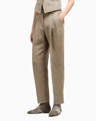 Giorgio Armani Hemp, Viscose And Cotton Cavalry Double-pleat Trousers