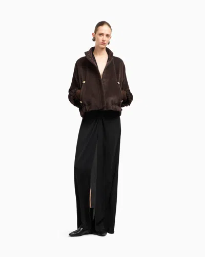 Giorgio Armani Alpaca And Wool Pea Coat In Brown