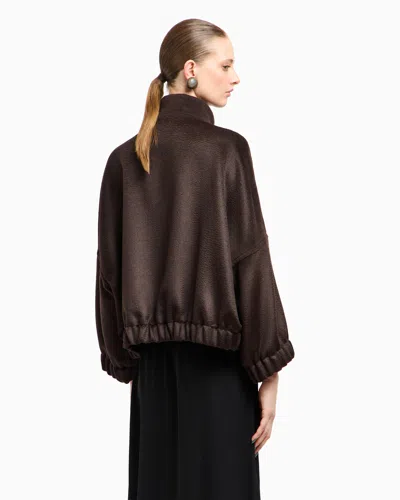 Giorgio Armani Alpaca And Wool Pea Coat In Brown
