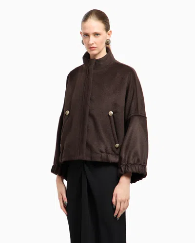 Giorgio Armani Alpaca And Wool Pea Coat In Brown