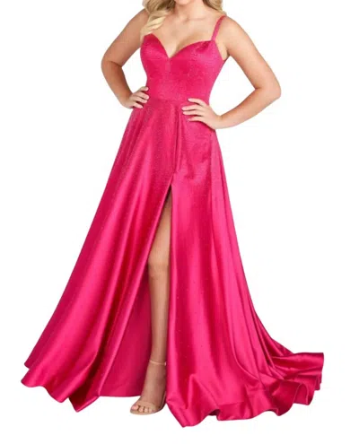 Ellie Wilde Sparkling Prom Dress In Fuchsia