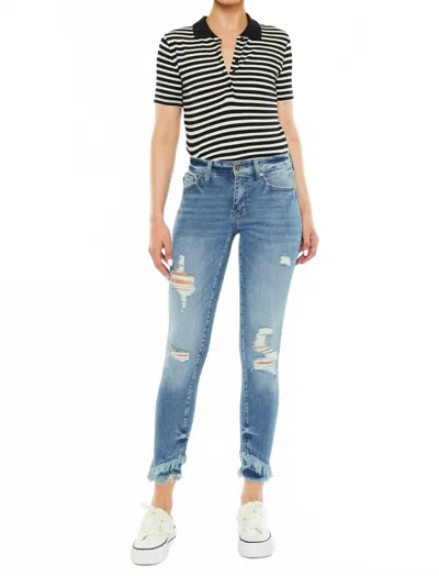 Kancan Nala Distressed Ankle Skinny Jeans In Medium Wash