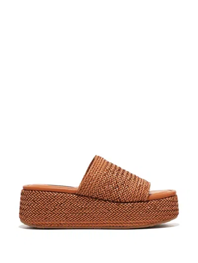 Casadei 65mm Woven Platform Sandals In Brown
