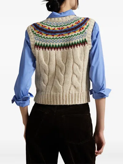 Polo Ralph Lauren Fair Isle Sleeveless Knit Vest In Brown
