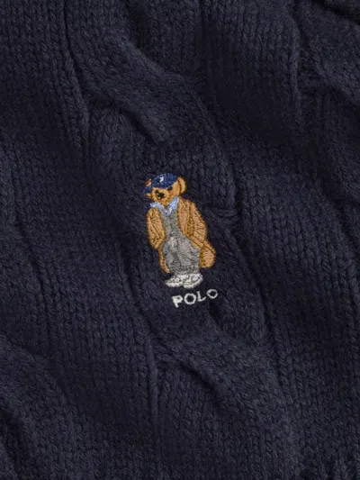Polo Ralph Lauren Cable-knit Embroidered Scarf In Black