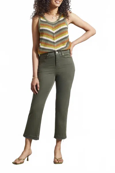 Tribal Women's Sophia Micro Flare Crop Pants In Olive In Green