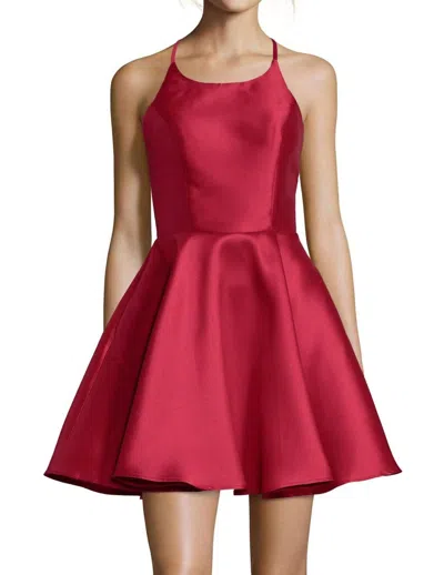 Alyce Paris Fitted Halter Cocktail Dress In Burgundy In Burgundy