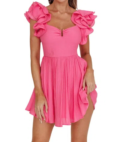 One And Only Collective Ruffled Sleeve Mini Dress In Pink In Pink