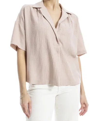 Max Studio Elbow Sleeve Half Placket Collared Shirt