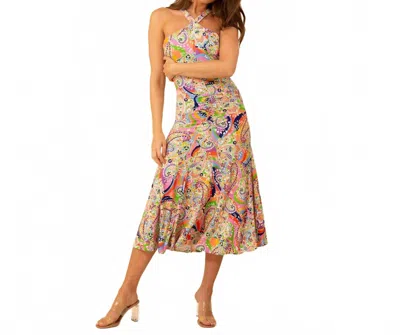 Hale Bob Mckenna Halter Midi Dress In Purple Paisley In Multi