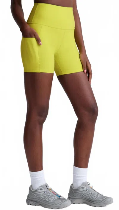 Beyond Yoga Spacedye Keep Pace High Waist Pocket Short In Yellow In Green
