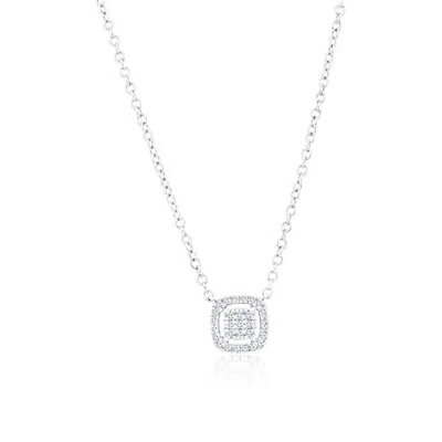 Simona Sterling Silver Square Halo Diamond Necklace
