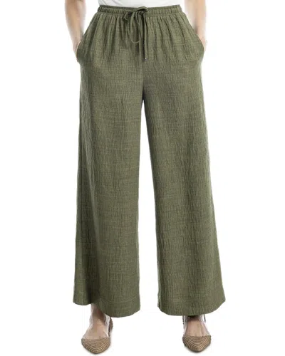 Max Studio Two Tone Texture Woven Drawstring Pant In Green