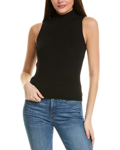 1.state Mock Neck Sleeveless Rib Sweater In Black
