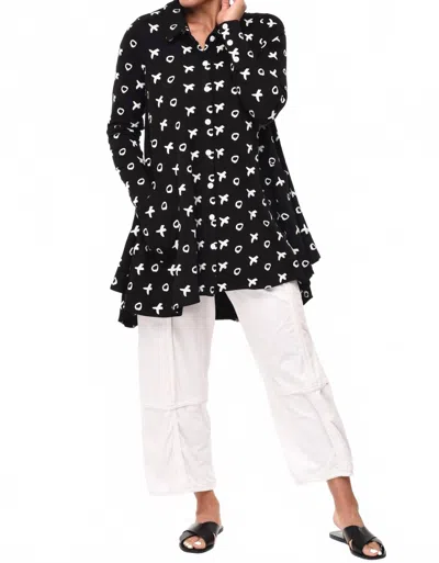 Tulip Clothing Lauryn Button Down Tunic Shirt In Black Mini Xo
