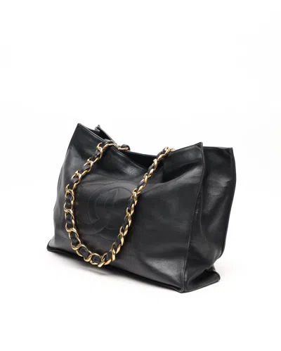 Pre-owned Chanel Cc Chain Tote Bag In Black