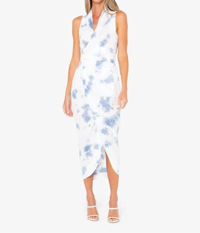 Jbq Alivia Midi Dress In Blue Tye Dye In White