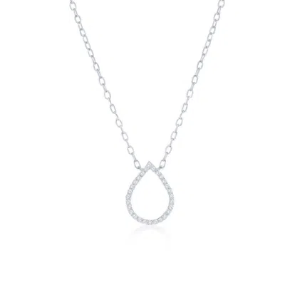 Simona Sterling Silver Pearshaped Diamond Necklace