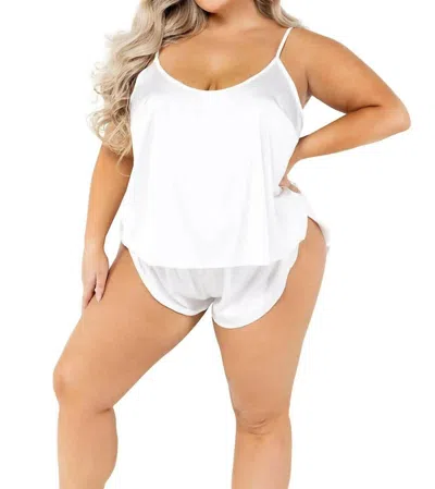 Roma Confidential Soft Satin Tulip Short Set - Plus In White In White