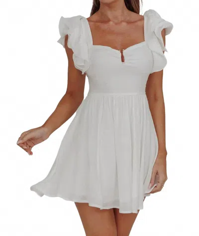 One And Only Collective Ruffled Sleeve Mini Dress In White In White