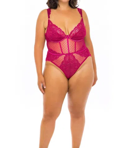 Oh La La Cheri Harper Floral Lace Teddy - Plus Size In Cherries Jubilee In Red