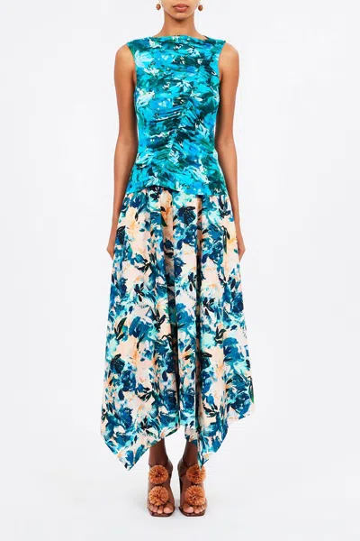 Ulla Johnson Medea Floral Ruched Sleeveless Top In Multi