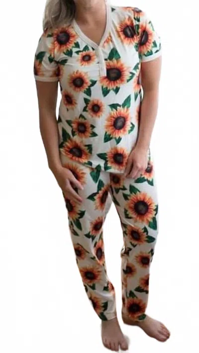 Shirley Stone Sunflower Loungewear Set In White