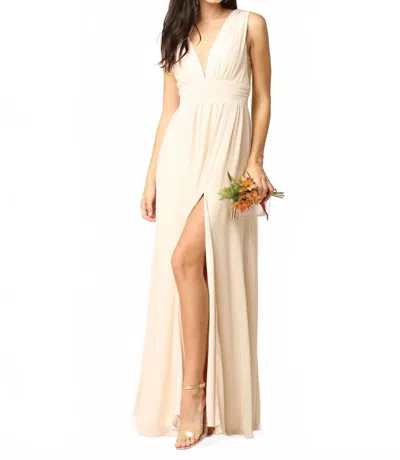 Eva Sicily V-neck Front And Back Grecian Chiffon Gown Dress In Champagne