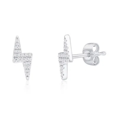Simona Sterling Silver Lightning Bolt Diamond Studs