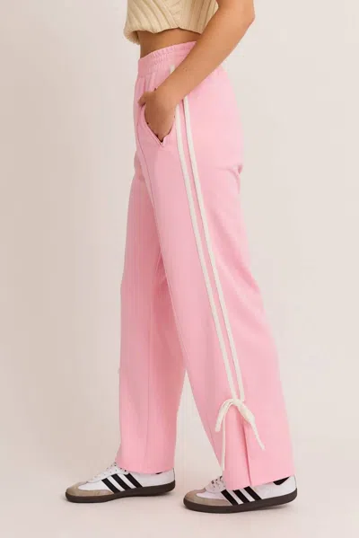 Le Lis Bow Detail Striped Track Pants In Pink-white In Pink