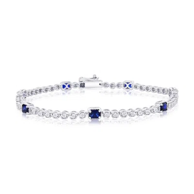 Simona Sterling Silver, Lab-grown Sapphire And Natural Diamond Bracelet - 2.17ct