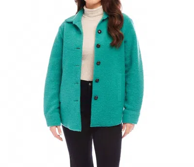 Karen Kane Brushed Shirt Jacket In Glass In Green