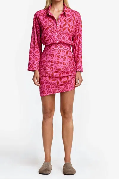 Smythe Batik Mini Shirtdress In Red