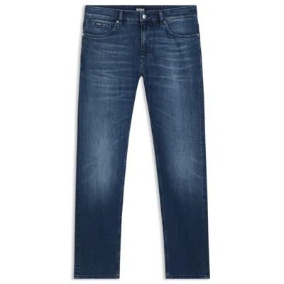 Hugo Boss Slim-fit Jeans In Rinse-washed Comfort-stretch Denim In Blue