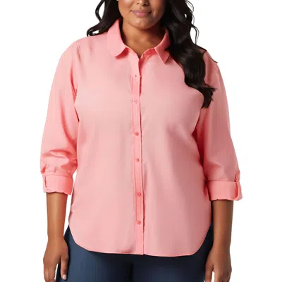 Gloria Vanderbilt Plus Womens Relaxed Cotton Button-down Top