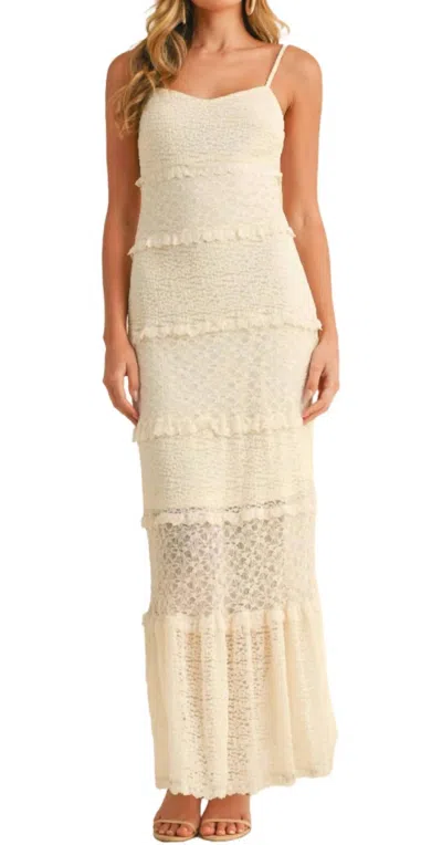 Klesis Tiered Ruffled Lace Maxi Dress With Partial Lining In Cream In Neutral