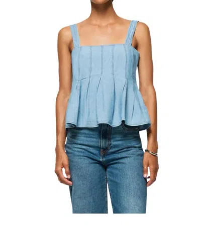 Nation Ltd Dove Pleated Tank Top In Blue Chambray In Blue